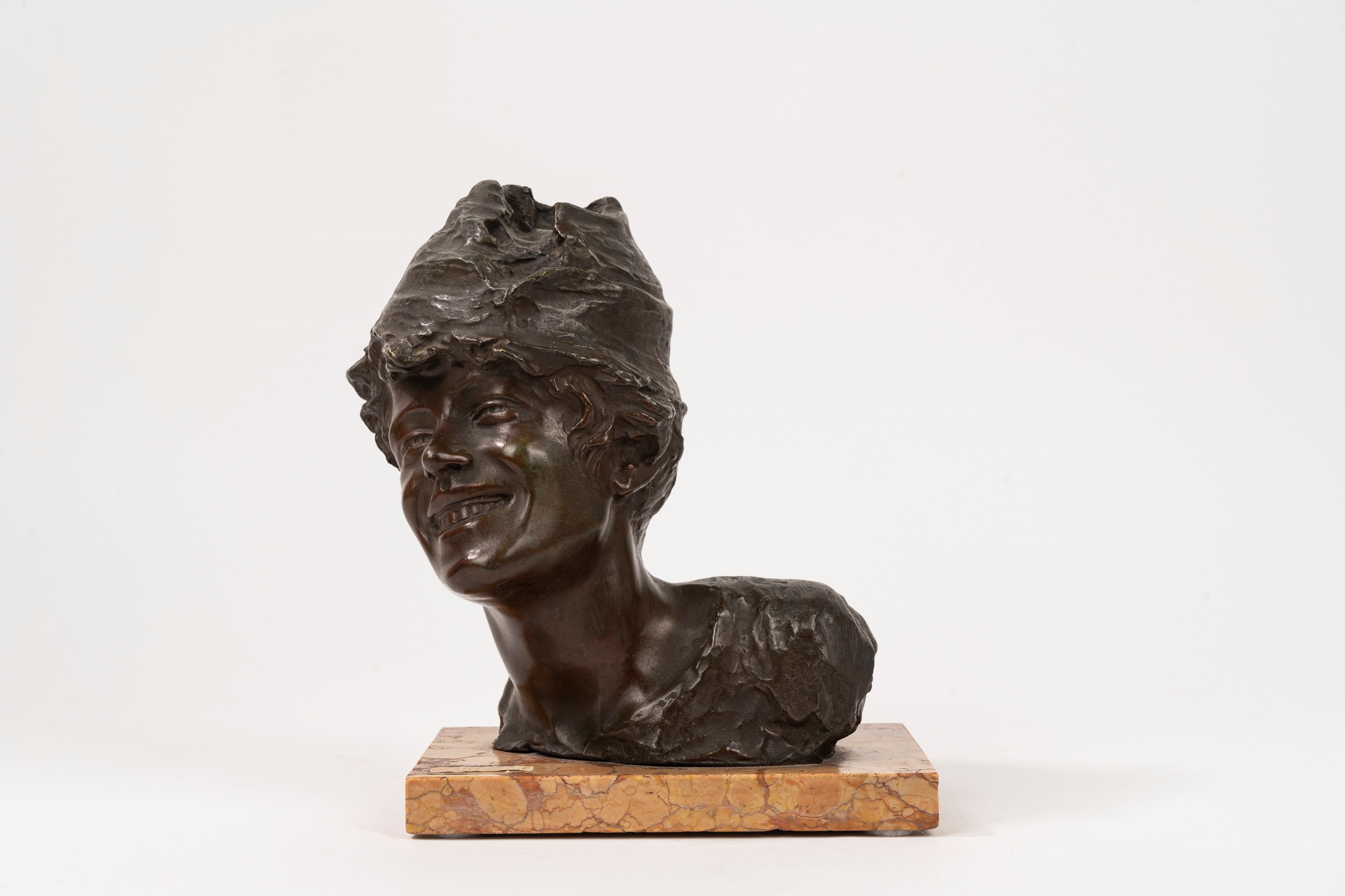 Artwork by Vincenzo Aurisiccio, Boy with hat, Made of Bronze