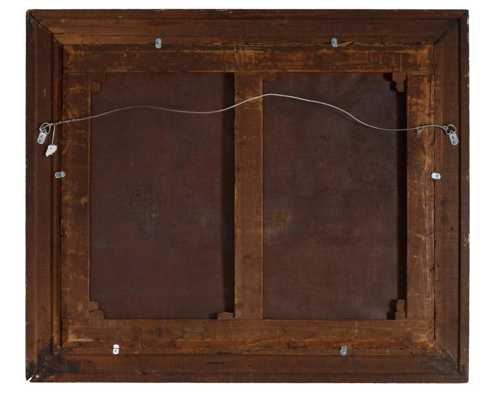 Artwork by Jules Didier, Dog and Bull Standoff, Made of Oil On Canvas