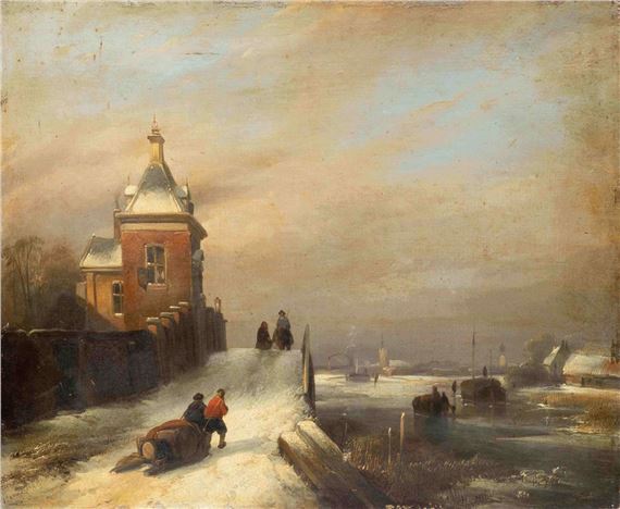 Hubertus Van Hove | Activities along a snowy Delftsche Schie near the ...