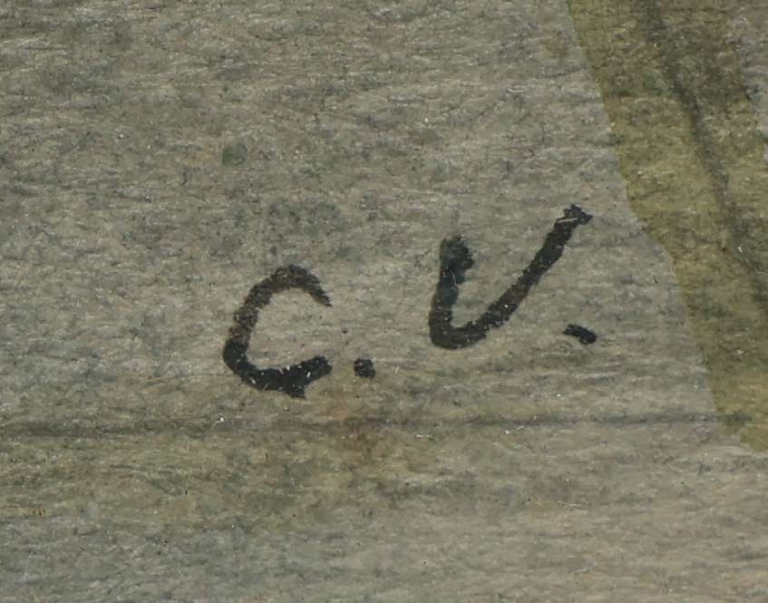 Artwork by Cornelis Veth, I. Trading goods with farmers for food; II. Black-marketeers buying a picture; III. Clandestine listening to the BBC London; IV. Dutch interior scene in winter 1944-45'; V. Throwing of the so-called 'Entartete Kunst' on the stake by the Nazi's, Made of pencil and watercolour on paper