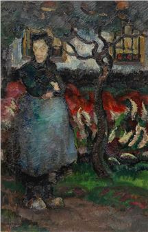 Farmer standing in a blooming garden - Harmen Hermanus Meurs