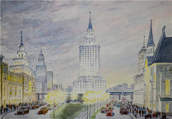 Moscow. View of the Three Stations Square by Georgiy Georgievich Lebedev