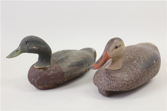 Pair of Folk Art Duck Decoys by Ken Harris