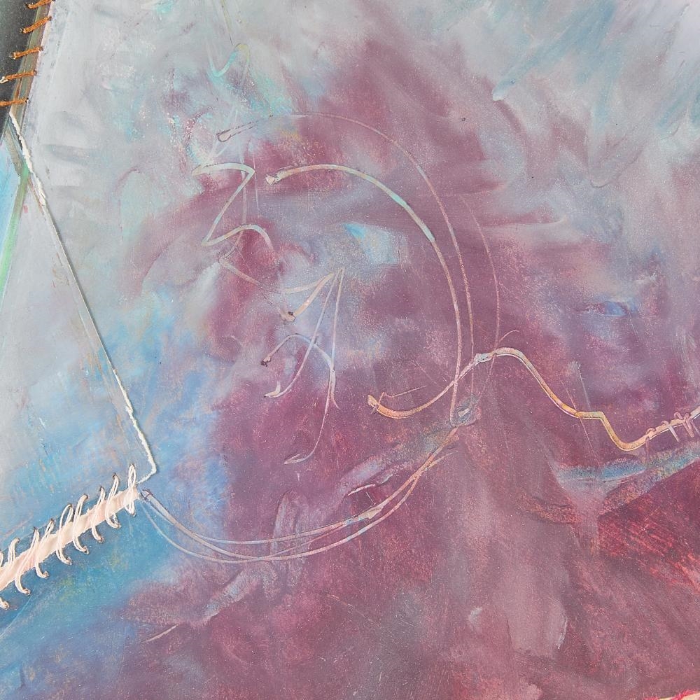 Artwork by Roxanne Grooms, Green Triangle, Made of Acrylic, String, And Mixed Media On Board