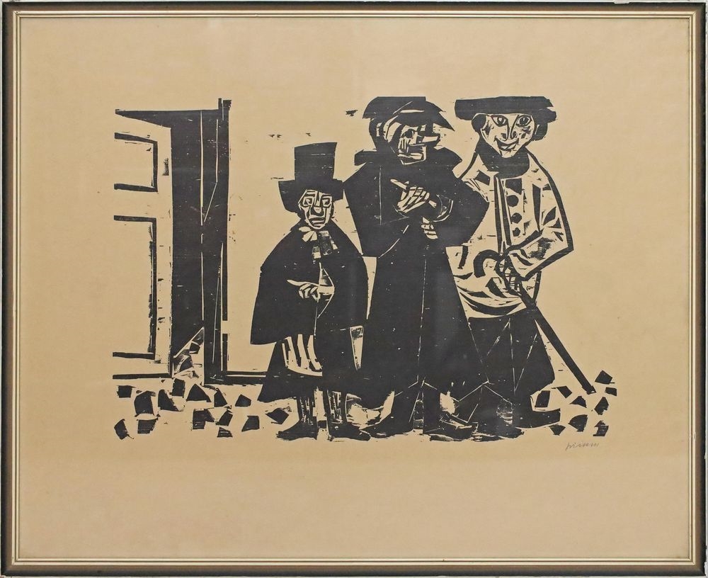 Artwork by Willem Grimm, Zwei Rummelplatzszenen, Made of woodcut