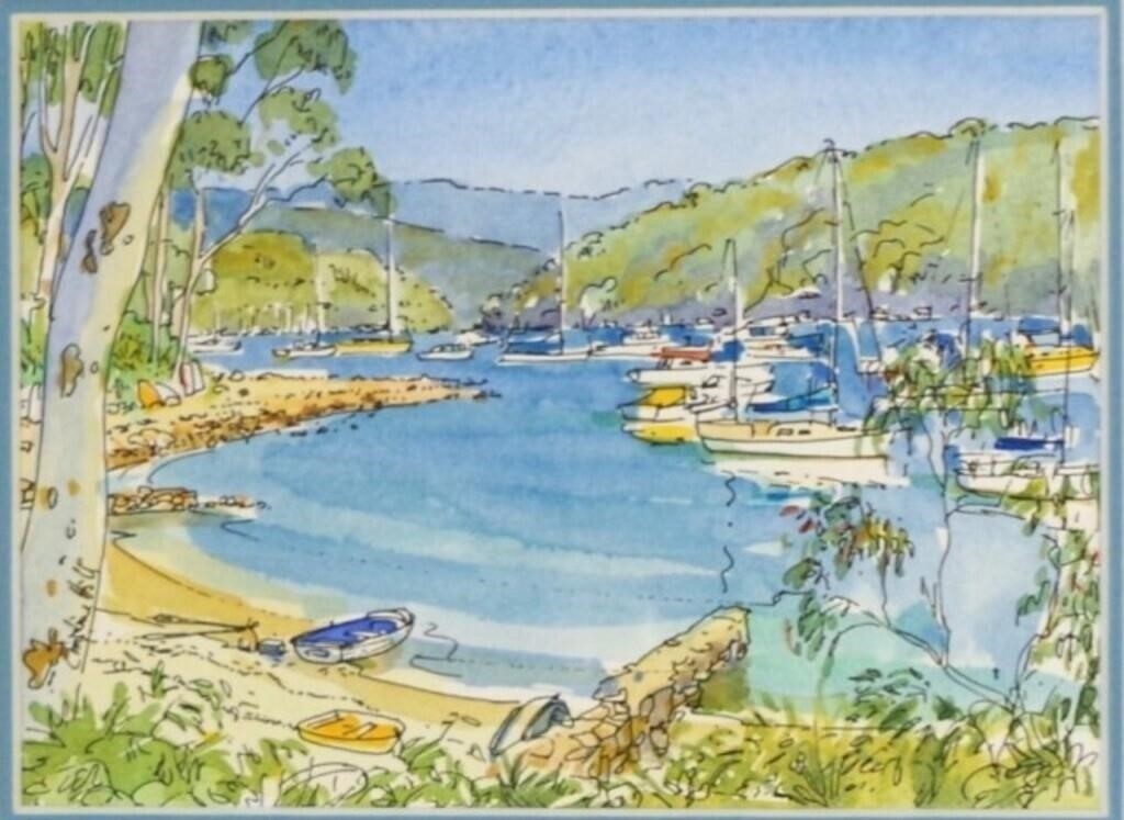 Artwork by Christine Hill, Harbour scene, Made of Watercolur On Paper