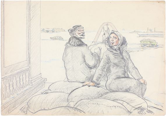 Two on a Cart Illustration - Yuri Petrovich Ivanov