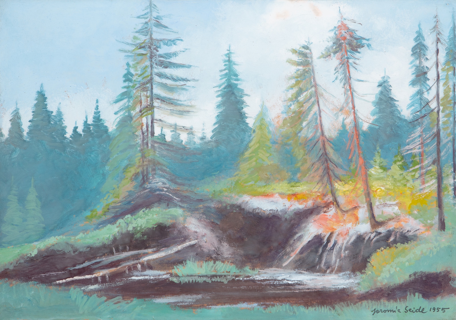 Artwork by Jaromír Seidl, Bedřichov rašeliniště, Made of oil on cardboard