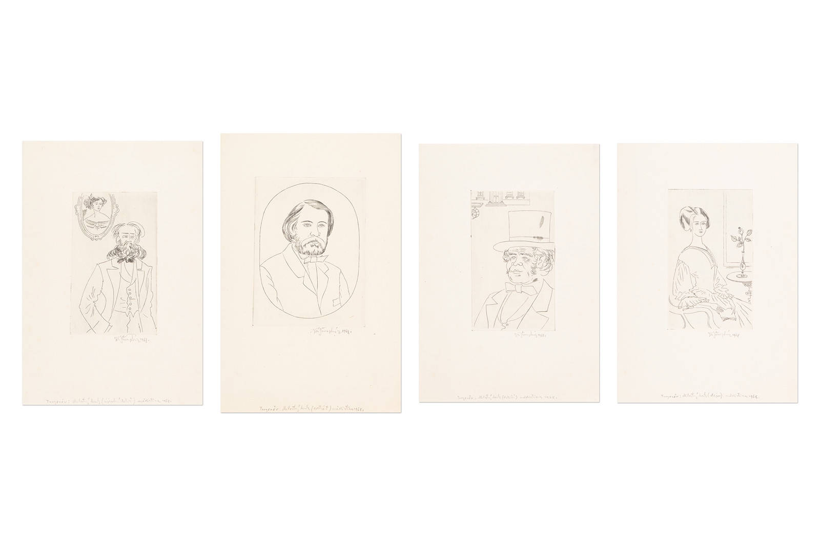 Artwork by Jiri Svengsbir, 4 rytiny ke knize Turgeněv - Milostný kruh, Made of MäDirytiny Na Papã­ÅE