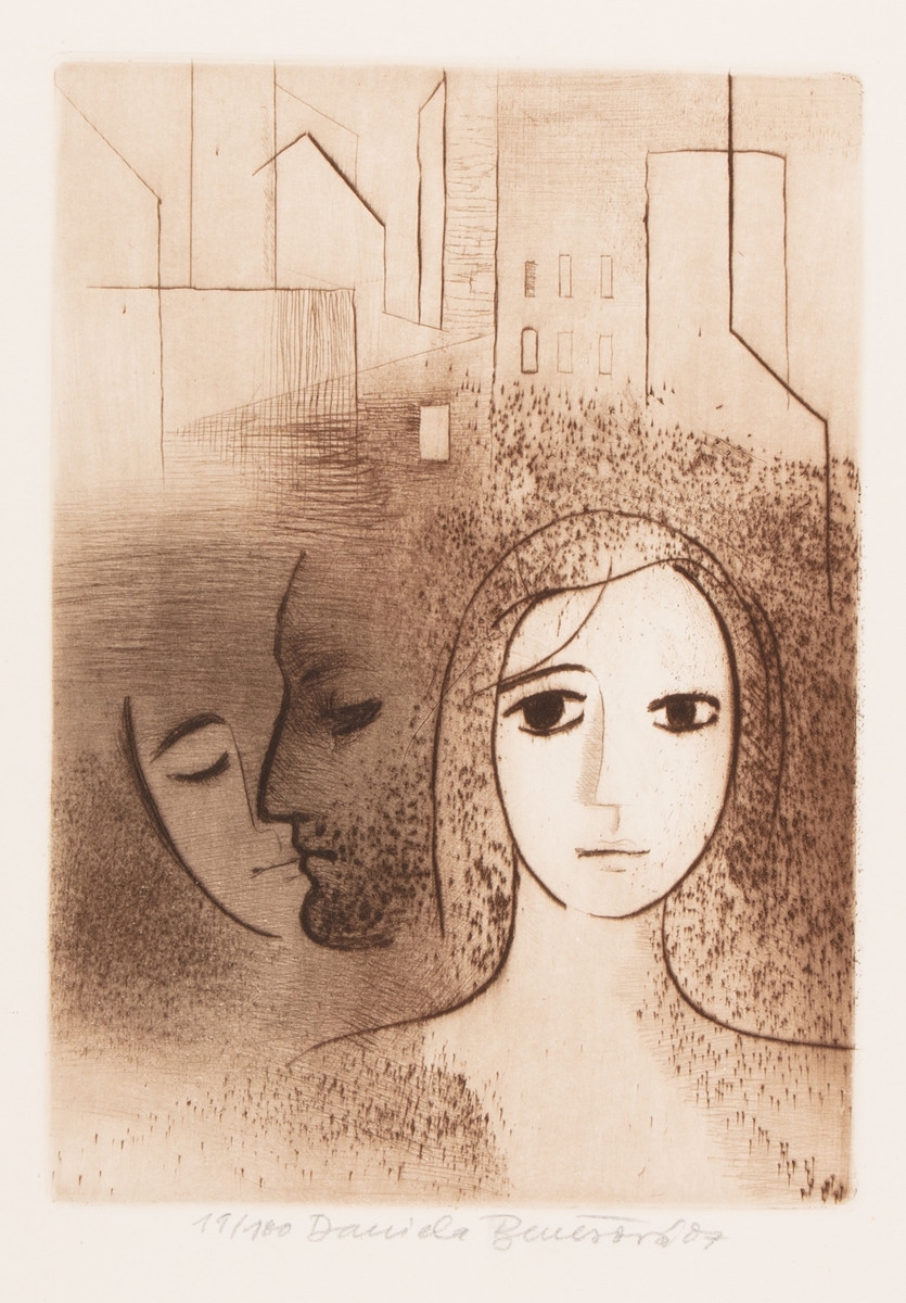 Artwork by Daniela Benešová, Mládí, Made of drypoint on paper