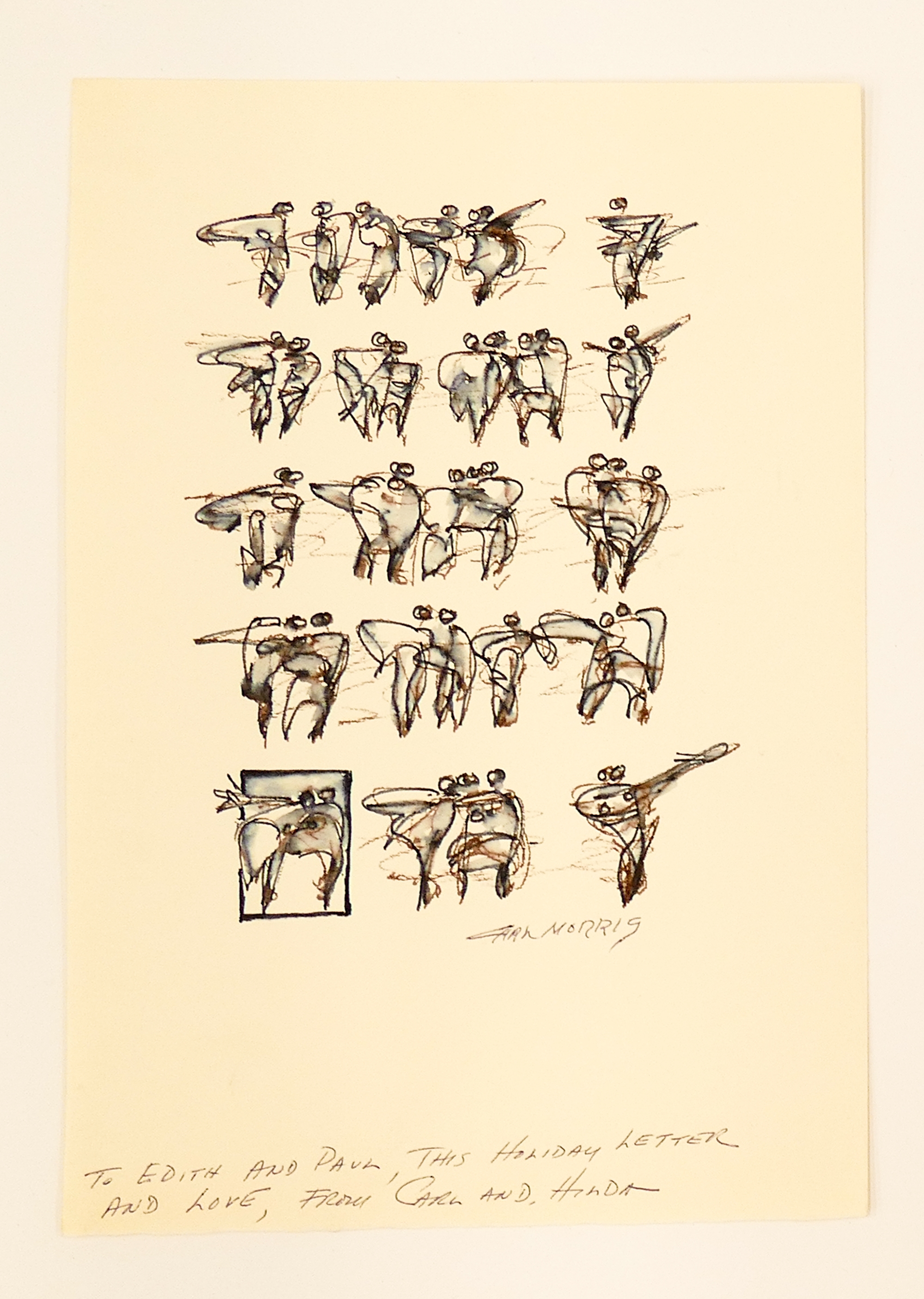 Artwork by Carl Morris, Figures Dancing, Made of Ink On Paper