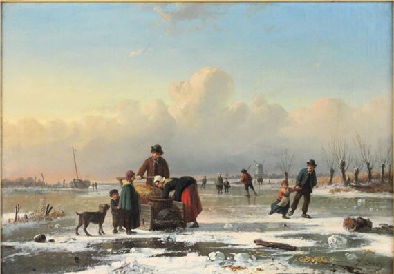 Children Playing on Ice - Louis Smets