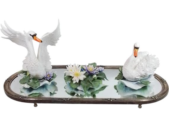 Porcelain Swans, Waterlily - Edward Marshall Boehm