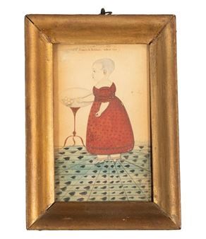 MINIATURE FOLK ART PORTRAIT OF A GIRL, DATED 1839 - Francis  H.  Robbins