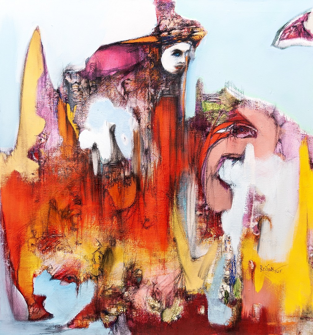 Artwork by Marek Rozehnal, Kráčející duch, Made of mixed media on canvas