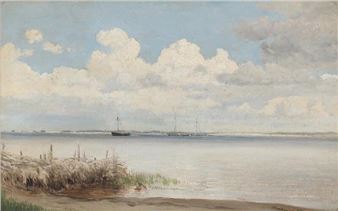 Coastal view from Øresund with sailing ships - Hans Gabriel Friis