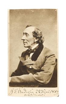 Cabinet card photograph of Hans Christian Andersen - Thora Hallager