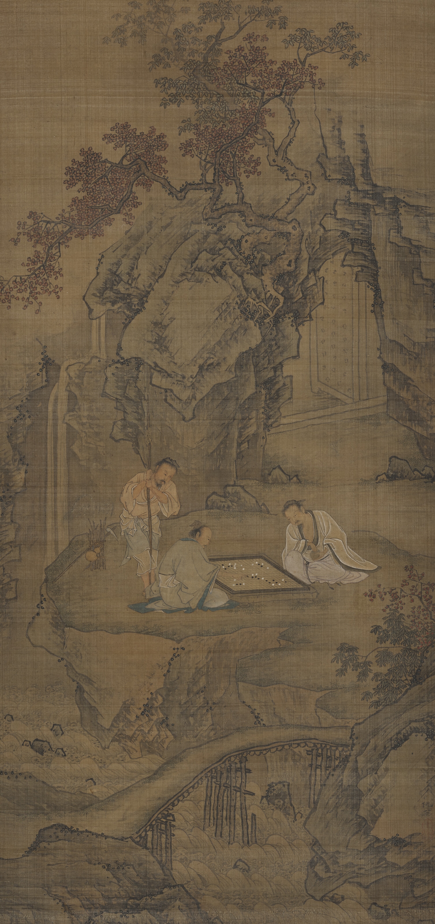 Artwork by Qiu Ying, Playing Chess, Made of ink and color on silk