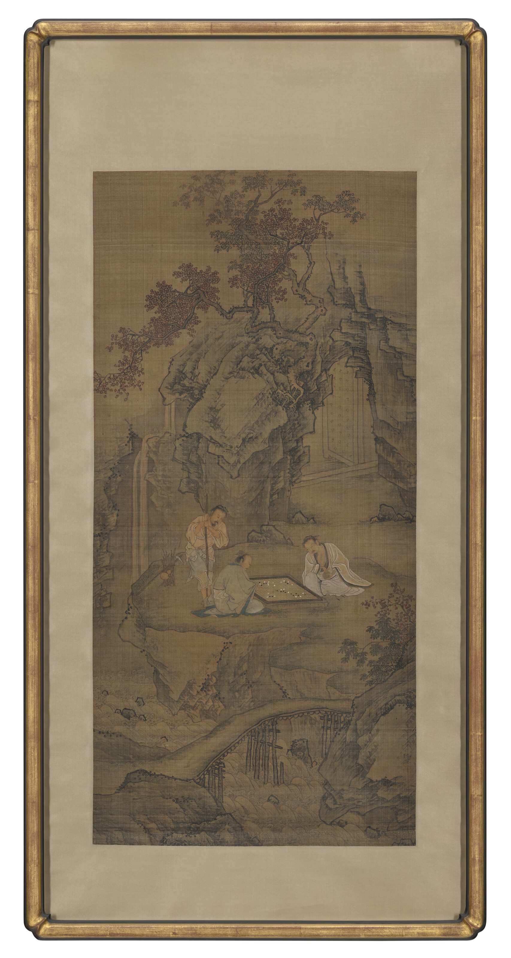 Artwork by Qiu Ying, Playing Chess, Made of ink and color on silk