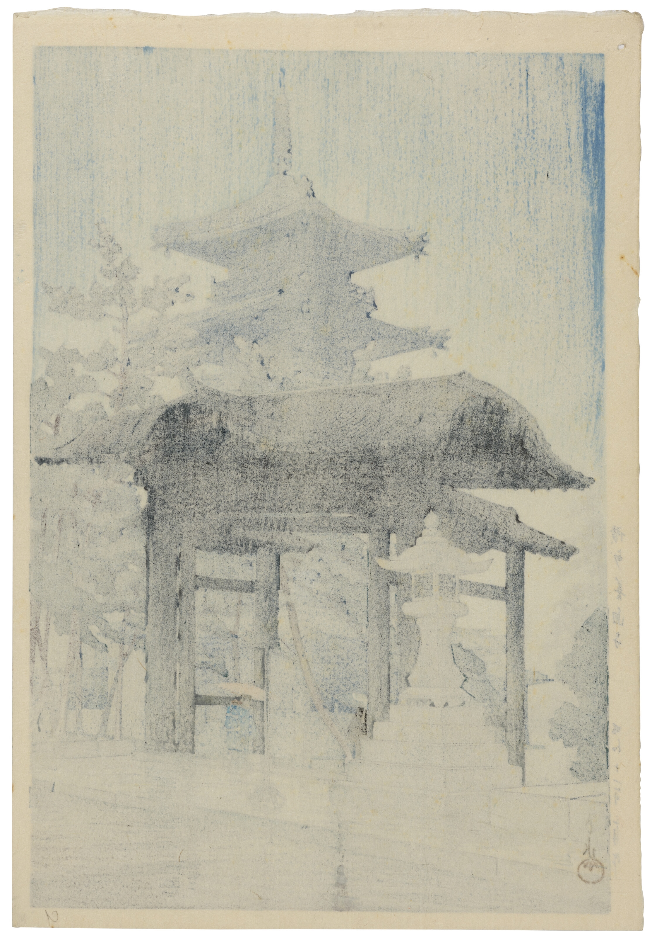 Artwork by Hasui Kawase, Sanshu Zentsuji (Zentsuji Temple in Shikoku), Made of Woodblock print