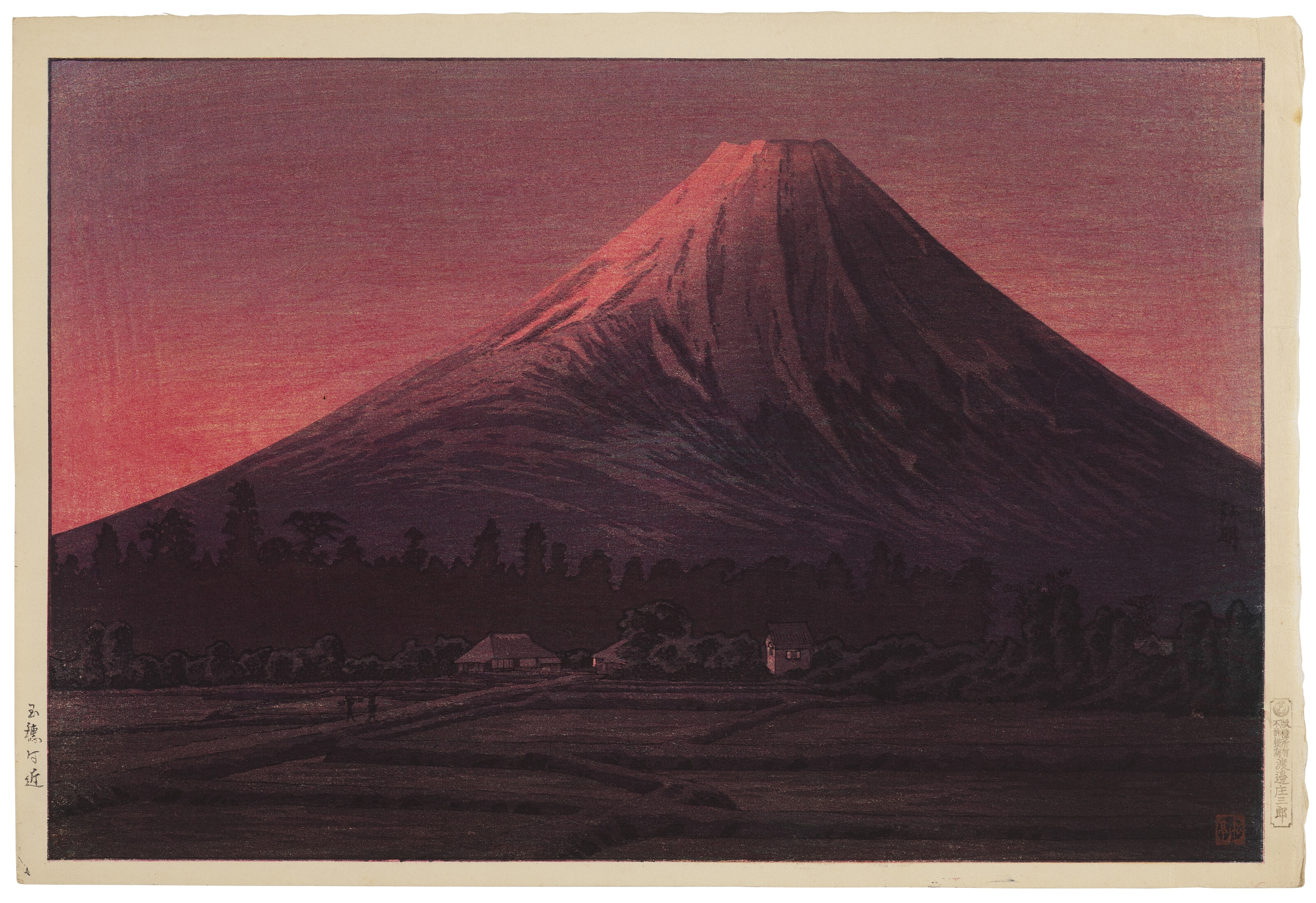 Artwork by Takahashi Shōtei, A group of two prints of Mount Fuji, Made of Woodblock prints