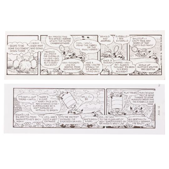 a comic strip with a cartoon of a man and a woman in a room