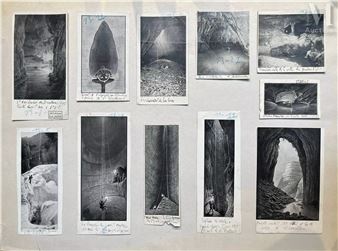 Panneau comprenant diverses reproductions de dessins d'explorations - Lucien Rudaux