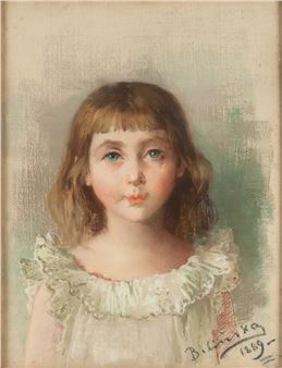 Portrait of a girl in a white dress - Anna Bilinska