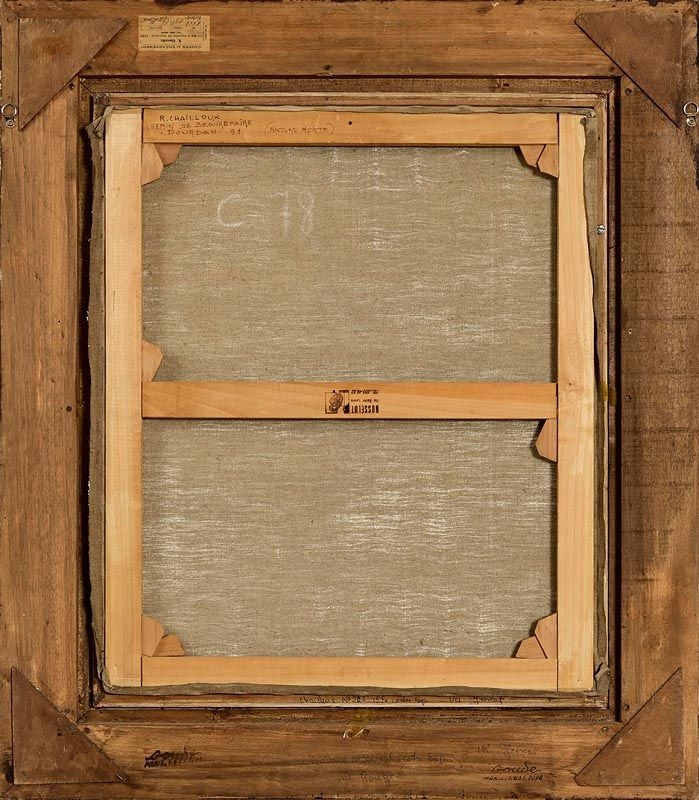 Artwork by Robert Chailloux, Still Life - Pewter Jug of Thistles with Bread, Made of Oil On Canvas