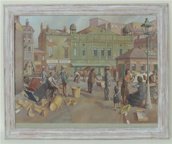 busy market scene - Evelyn Dunbar