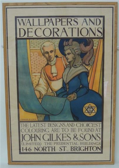 WALLPAPERS & DECORATIONS LITHOGRAPHIC ADVERTISING POSTER - Conrad Heighton Leigh