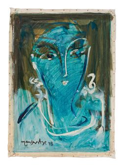Untitled (Blue Faced Woman) - Mansur Aye