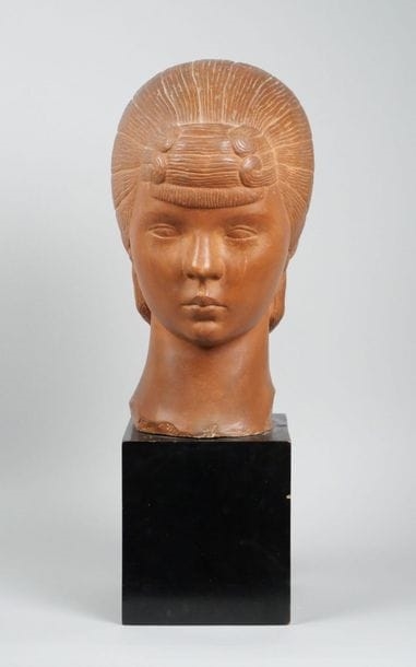 Artwork by Oskar Samoylovich Meshchaninov, Woman's head, Made of Terracotta
