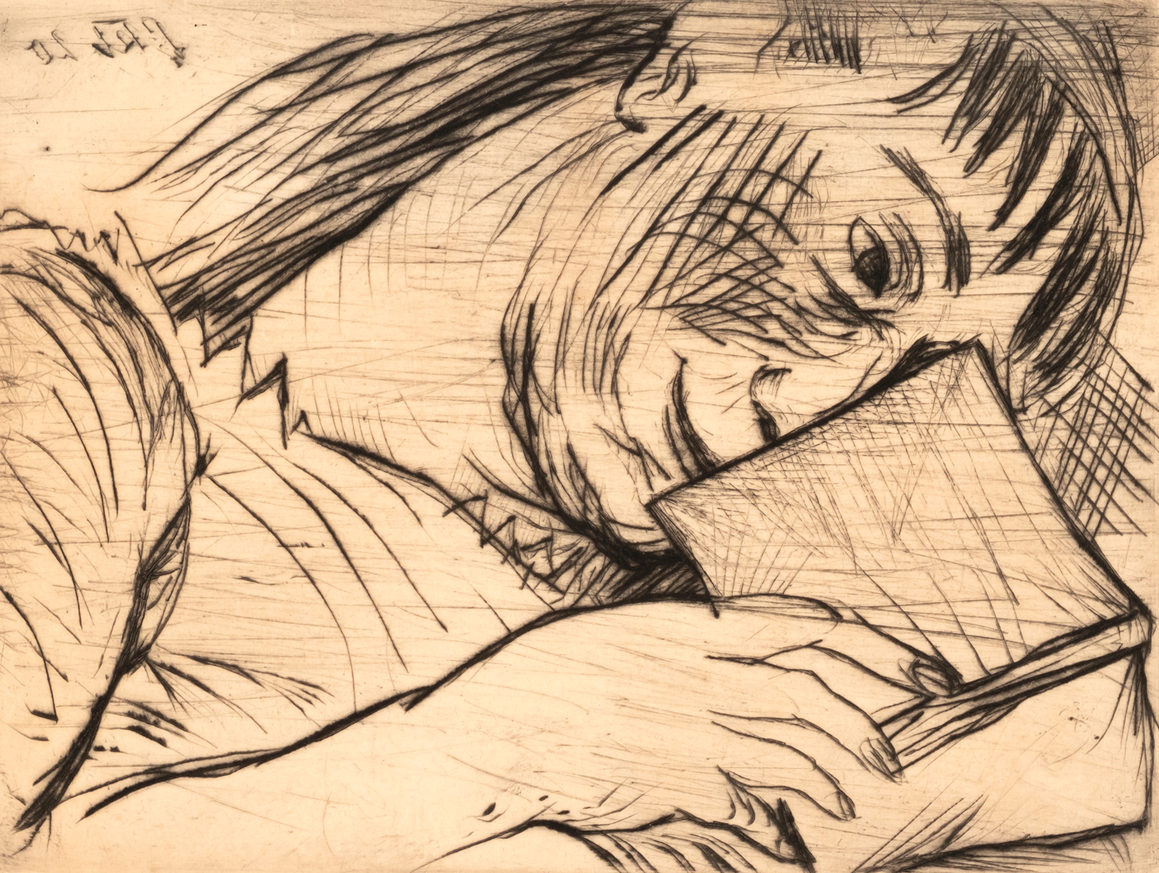 Artwork by Paul Kleinschmidt, Lesende, Made of Etching On Wove Paper