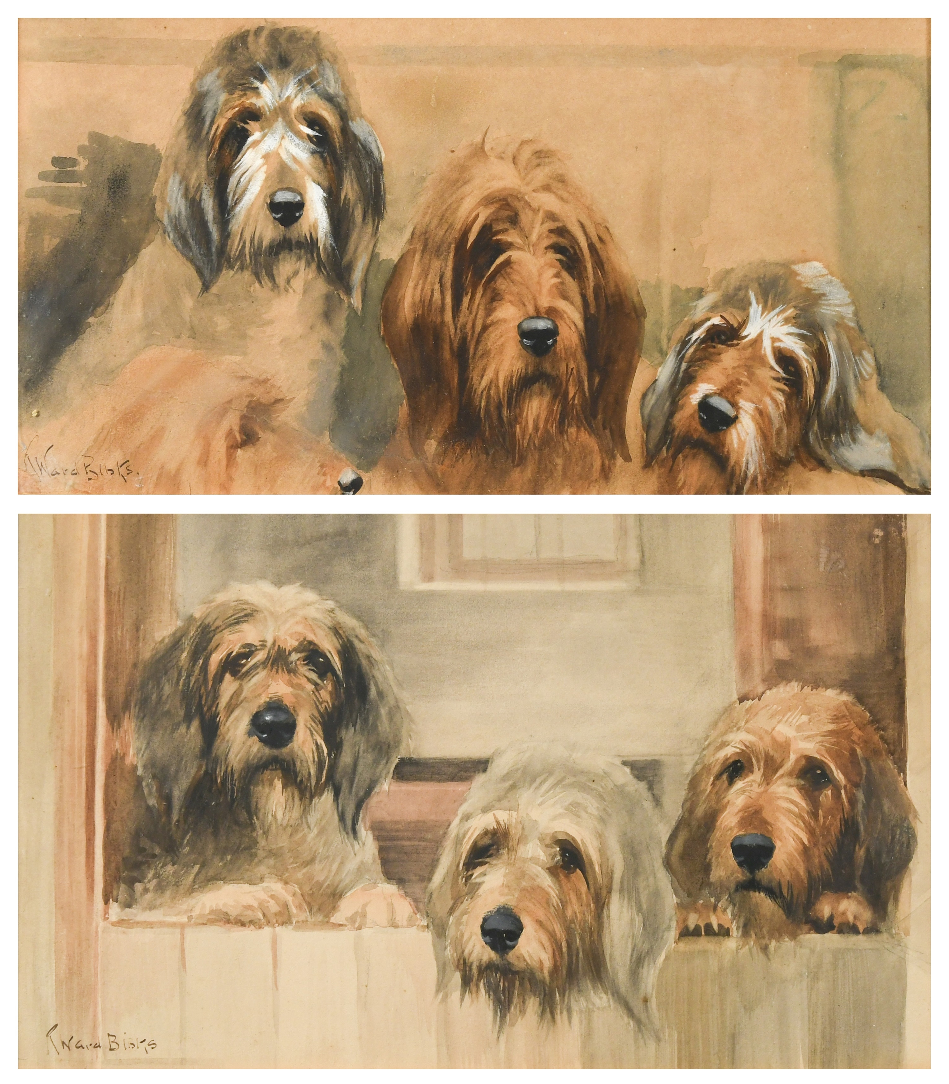 Reuben Ward Binks | Two studies of Otterhounds | MutualArt