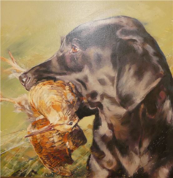 Black Labrador with Woodcock - Debbie Boon