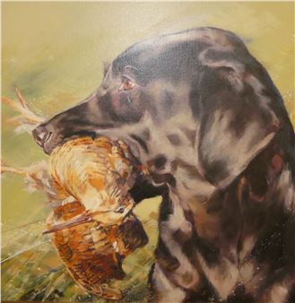 Black Labrador with Woodcock - Debbie Boon
