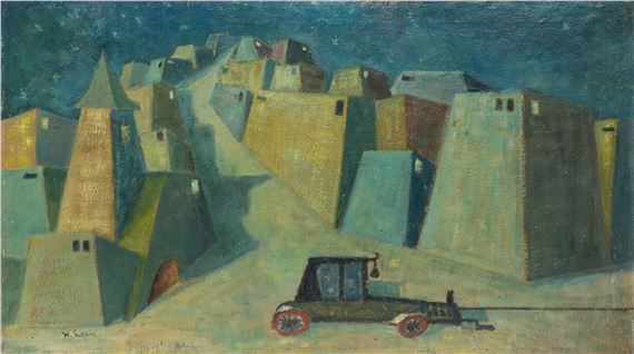 Samochód w miasteczku - ilustracja do Króla Maciusia I - Wladyslaw Lam