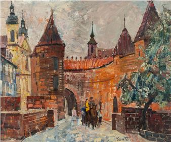 Widok na Barbakan w Krakowie - Franciszek Kmita