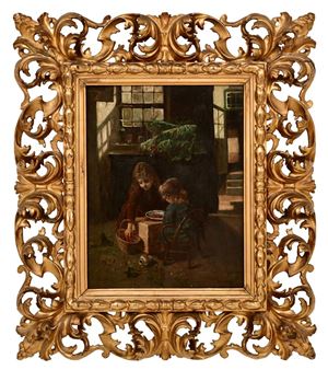 Interior Scene with Two Children - Guillaume Seignac