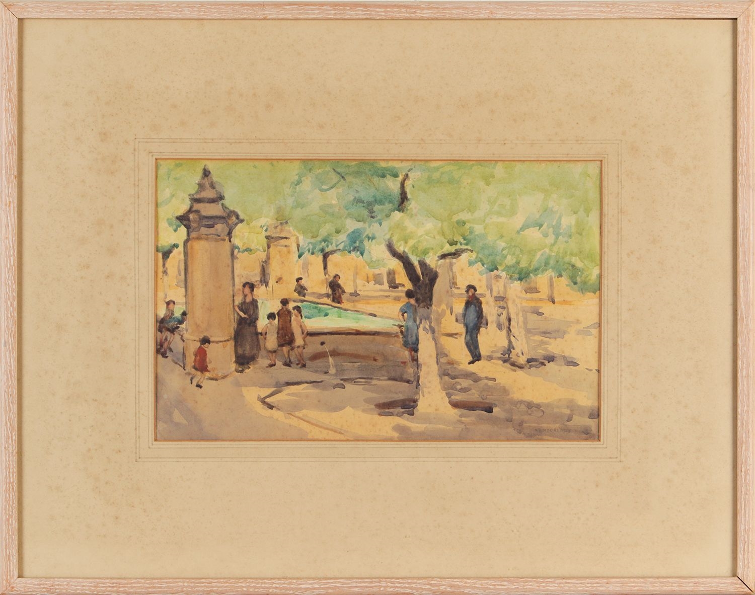Artwork by Ellen Brown Workman Mccready, A SQUARE IN FRANCE, Made of Watercolour Drawing