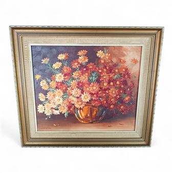 ORNATE CARVED GILT FRAMED STILL LIFE OF FLOWERS OIL PAINTING - Wendy Waldek