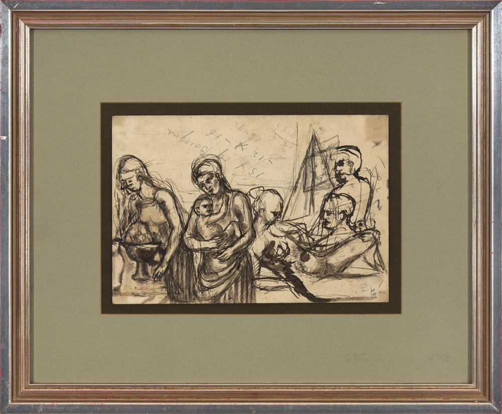 Artwork by David Strachan, Figure Studies, Made of Ink And Pencil On Paper