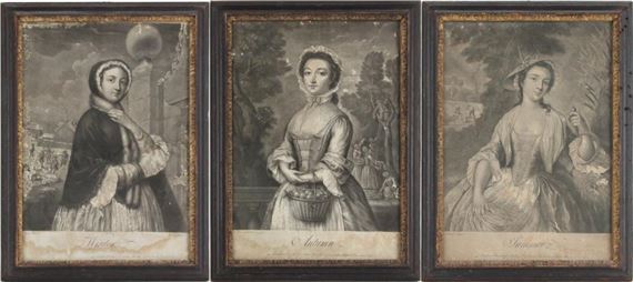 The John Brown set of Three Mezzotints, Autumn, Summer and Winter by Samuel Wale
