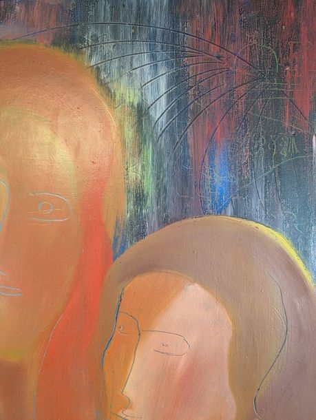 Artwork by Philippe Stoll, The three faces, Made of Oil On Panel