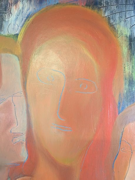 Artwork by Philippe Stoll, The three faces, Made of Oil On Panel