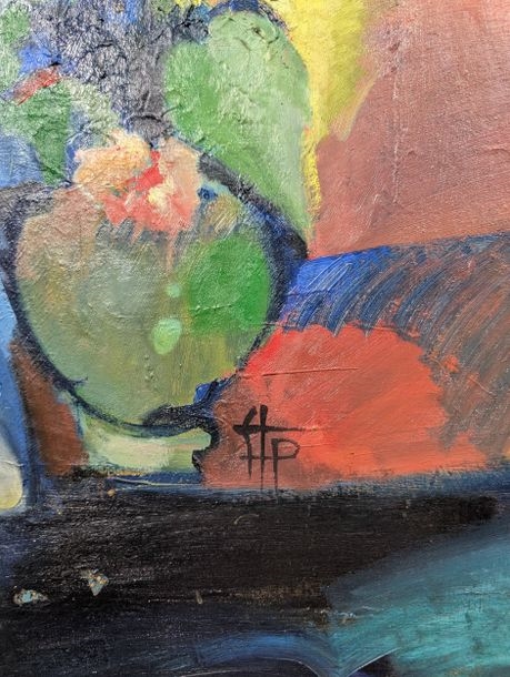 Artwork by Philippe Stoll, Woman and bouquet, Made of Oil On Canvas