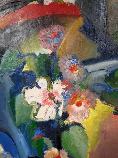 Artwork by Philippe Stoll, Woman and bouquet, Made of Oil On Canvas