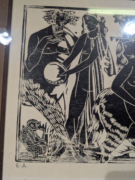 Artwork by Philippe Stoll, Bacchanalia Woodcut, Made of Woodcut