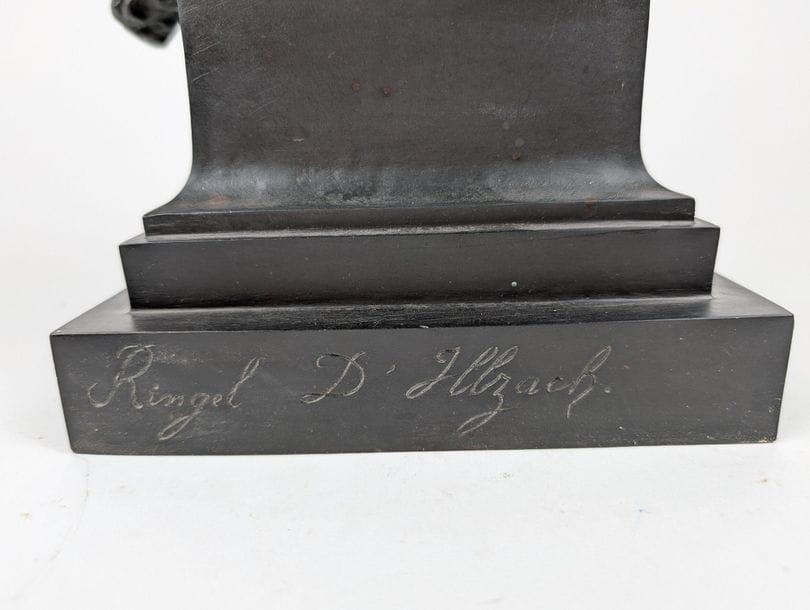 Artwork by Désiré Ringel d'Illzach, Bust of a lady with a pearled hairstyle, Made of Bronze